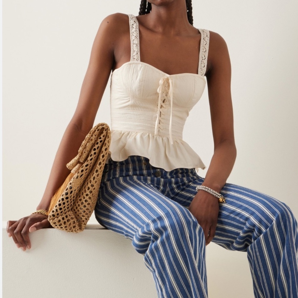 Ulla Johnson Orla Lace Up Peplum Tank Top